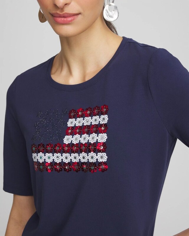 Flag Embellished Knit Tee - image 4